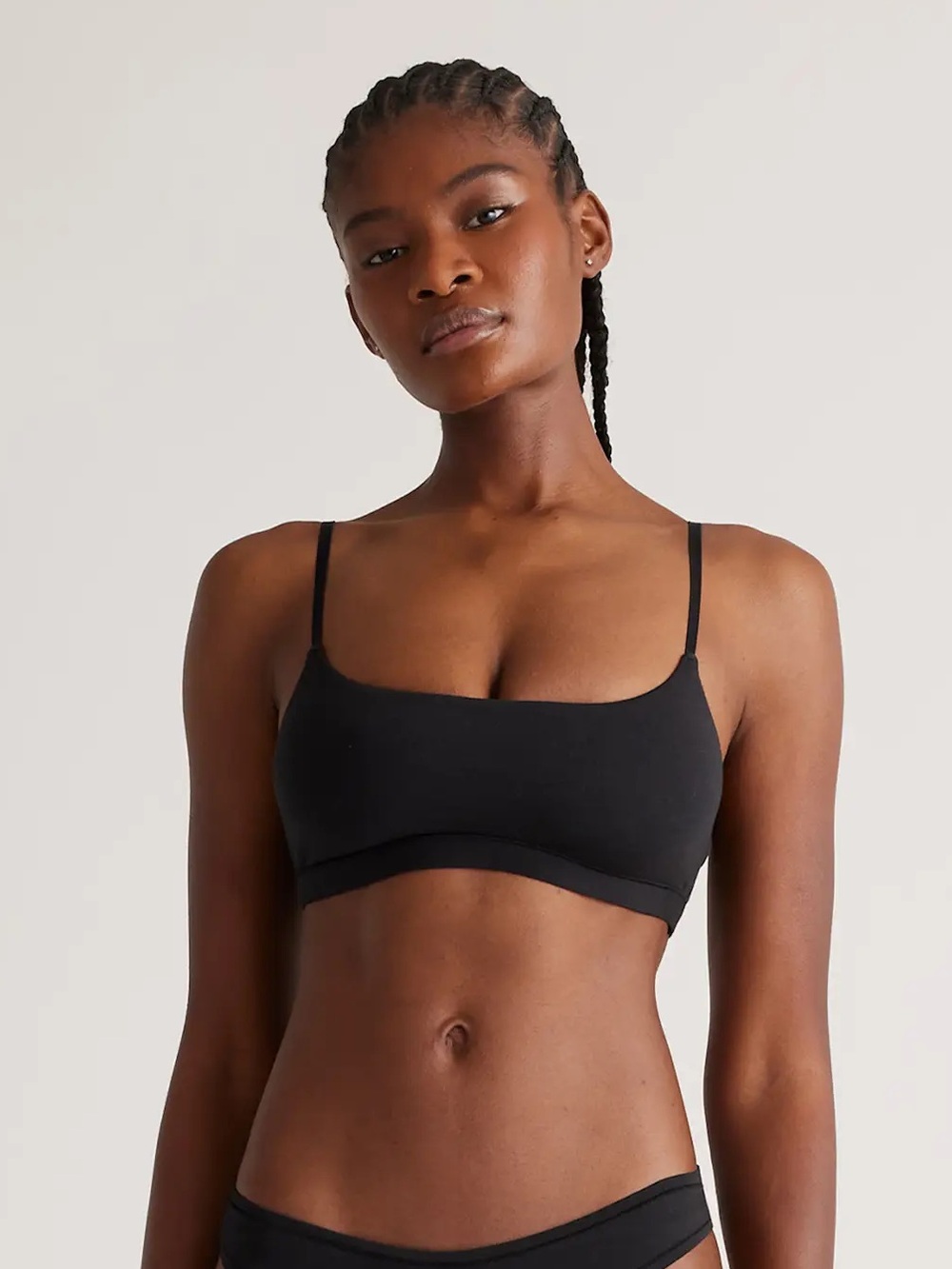 NWOT QUINCE 2 Pack Organic Cotton Scoop Bralettes XL Black 1059
